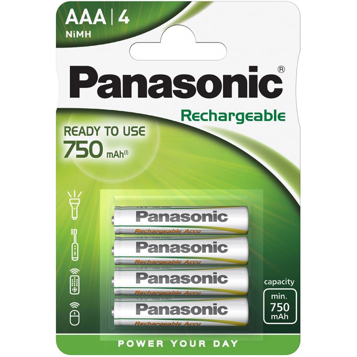 PANASONIC RECHARGEABLE R2U P03E AAA 750mAh BL4