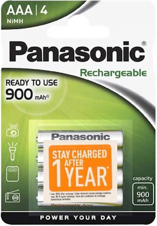 PANASONIC RECHARGEABLE R2U P03E AAA 900mAh BL4